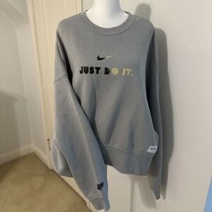 EUC PURDUE BOILERMAKERS Nike Campus Just Do It Sweatshirt Womens L CROP LS